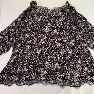 Terra & Sky Women's Floral Top Shirt Short Sleeve, On/Off Shoulder, Size 4X